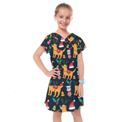 Funny Christmas Pattern Background Kids  Drop Waist Dress