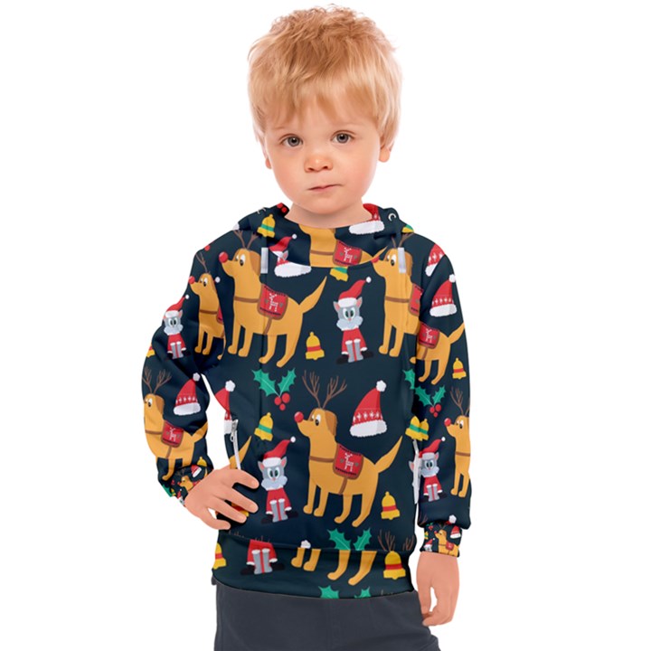 Funny Christmas Pattern Background Kids  Hooded Pullover