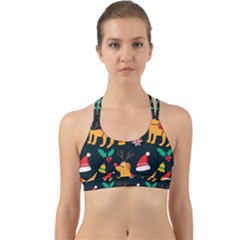 Funny Christmas Pattern Background Back Web Sports Bra