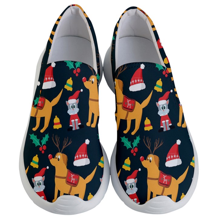 Funny Christmas Pattern Background Women s Lightweight Slip Ons