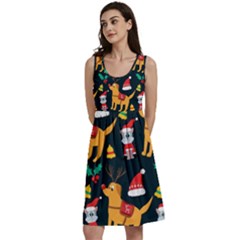 Funny Christmas Pattern Background Classic Skater Dress