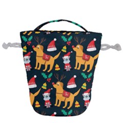 Funny Christmas Pattern Background Drawstring Bucket Bag