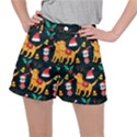 Funny Christmas Pattern Background Women s Ripstop Shorts View1