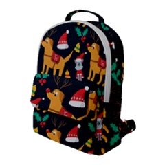 Funny Christmas Pattern Background Flap Pocket Backpack (large)