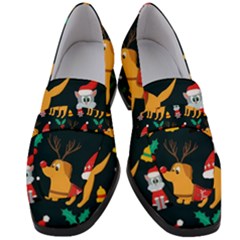 Funny Christmas Pattern Background Women s Chunky Heel Loafers