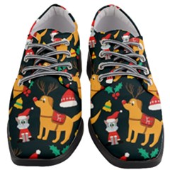 Funny Christmas Pattern Background Women Heeled Oxford Shoes