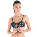 Funny Christmas Pattern Background Tie Up Cut Bikini Top View1