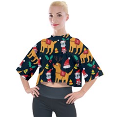 Funny Christmas Pattern Background Mock Neck T-shirt