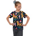 Funny Christmas Pattern Background Kids  Mesh Piece T-Shirt View1