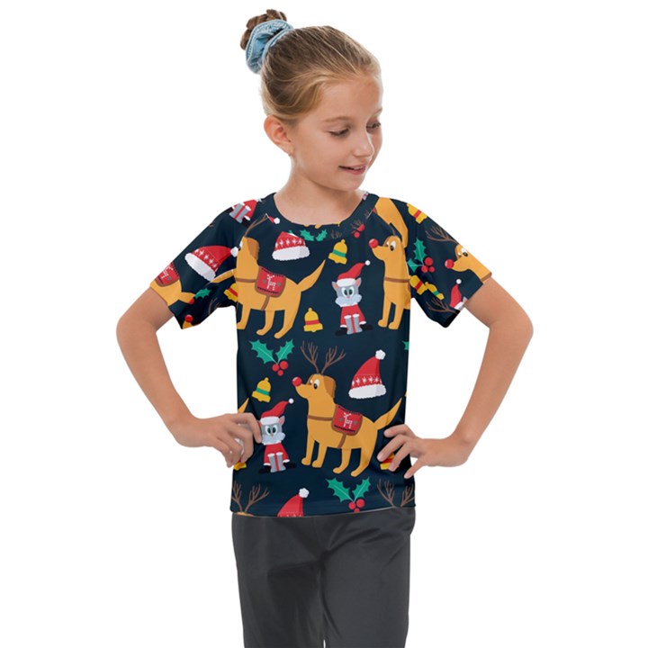 Funny Christmas Pattern Background Kids  Mesh Piece T-Shirt