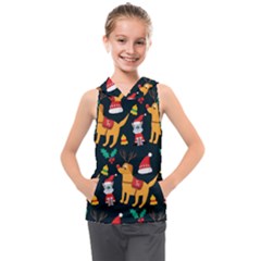 Funny Christmas Pattern Background Kids  Sleeveless Hoodie