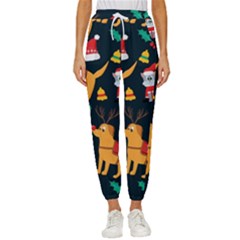 Funny Christmas Pattern Background Women s Cropped Drawstring Pants