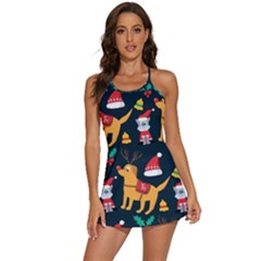 Funny Christmas Pattern Background 2-in-1 Flare Activity Dress