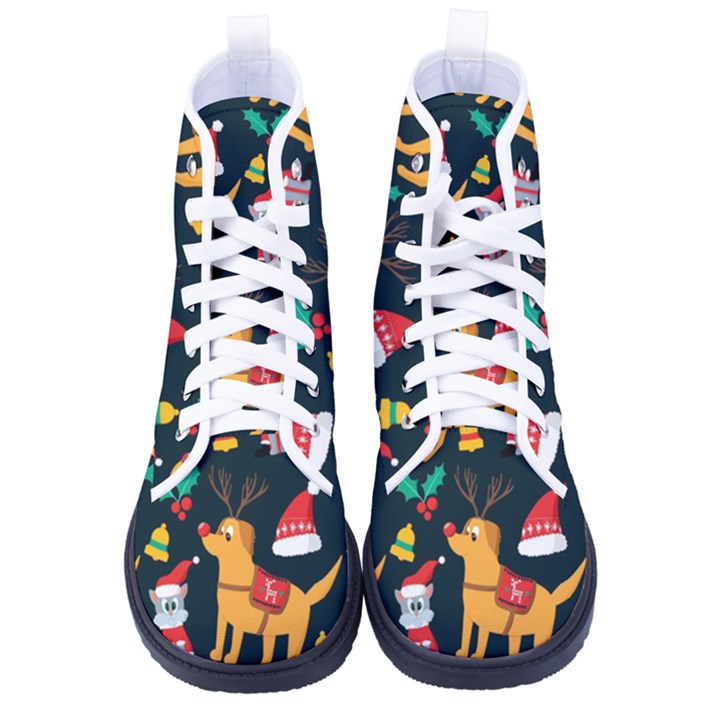 Funny Christmas Pattern Background Women s High-Top Canvas Sneakers