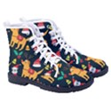 Funny Christmas Pattern Background Women s High-Top Canvas Sneakers View3