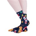 Funny Christmas Pattern Background Smooth Crew Length Tube Socks View2