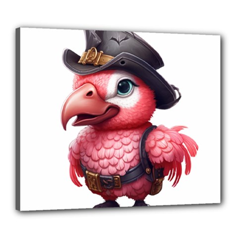 Kawaii Pink Parrot Pirate Canvas 24  X 20  (stretched) by KawaiiArtStyle