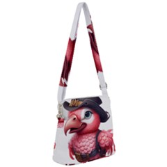 Kawaii Pink Parrot Pirate Zipper Messenger Bag by KawaiiArtStyle