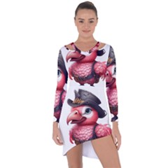 Kawaii Pink Parrot Pirate Asymmetric Cut-out Shift Dress