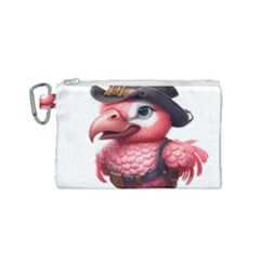 Kawaii Pink Parrot Pirate Canvas Cosmetic Bag (small) by KawaiiArtStyle