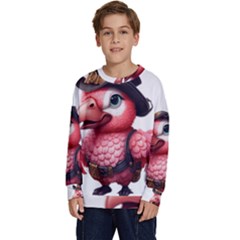 Kawaii Pink Parrot Pirate Kids  Crewneck Sweatshirt