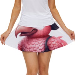 Kawaii Pink Parrot Pirate Women s Skort