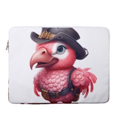 Kawaii Pink Parrot Pirate 15  Vertical Laptop Sleeve Case With Pocket by KawaiiArtStyle