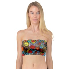 Mid Century Retro Floral 1970s 1960s Pattern 56 Bandeau Top