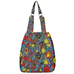 Mid Century Retro Floral 1970s 1960s Pattern 56 Center Zip Backpack