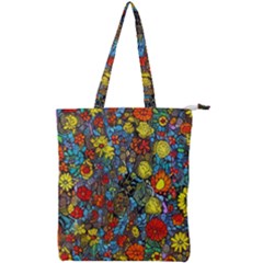 Mid Century Retro Floral 1970s 1960s Pattern 56 Double Zip Up Tote Bag