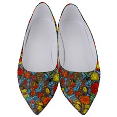 Mid Century Retro Floral 1970s 1960s Pattern 56 Women s Low Heels