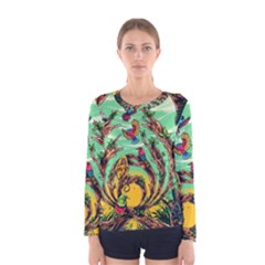 Monkey Tiger Bird Parrot Forest Jungle Style Women s Long Sleeve T-shirt