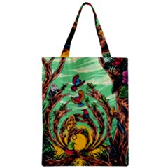 Monkey Tiger Bird Parrot Forest Jungle Style Zipper Classic Tote Bag