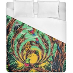 Monkey Tiger Bird Parrot Forest Jungle Style Duvet Cover (california King Size) by Grandong