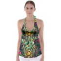 Monkey Tiger Bird Parrot Forest Jungle Style Tie Back Tankini Top View1