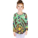 Monkey Tiger Bird Parrot Forest Jungle Style Kids  Long Sleeve T-Shirt View1