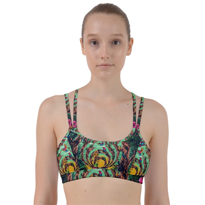 Monkey Tiger Bird Parrot Forest Jungle Style Line Them Up Sports Bra