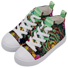 Monkey Tiger Bird Parrot Forest Jungle Style Kids  Mid-top Canvas Sneakers