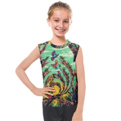 Monkey Tiger Bird Parrot Forest Jungle Style Kids  Mesh Tank Top