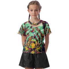 Monkey Tiger Bird Parrot Forest Jungle Style Kids  Front Cut T-shirt by Grandong