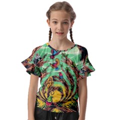 Monkey Tiger Bird Parrot Forest Jungle Style Kids  Cut Out Flutter Sleeves by Grandong