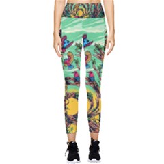 Monkey Tiger Bird Parrot Forest Jungle Style Pocket Leggings  by Grandong