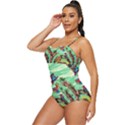 Monkey Tiger Bird Parrot Forest Jungle Style Retro Full Coverage Swimsuit View2