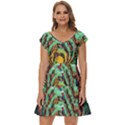 Monkey Tiger Bird Parrot Forest Jungle Style Short Sleeve Tiered Mini Dress View1