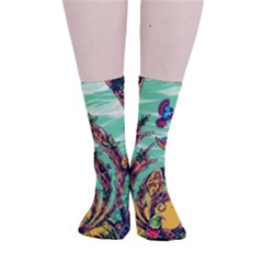 Monkey Tiger Bird Parrot Forest Jungle Style Smooth Crew Length Tube Socks