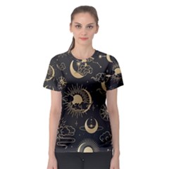 Asian Seamless Pattern With Clouds Moon Sun Stars Vector Collection Oriental Chinese Japanese Korean Women s Sport Mesh T-shirt