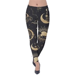 Asian Seamless Pattern With Clouds Moon Sun Stars Vector Collection Oriental Chinese Japanese Korean Velvet Leggings