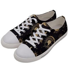 Asian Seamless Pattern With Clouds Moon Sun Stars Vector Collection Oriental Chinese Japanese Korean Women s Low Top Canvas Sneakers by Grandong