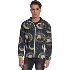 Asian Seamless Pattern With Clouds Moon Sun Stars Vector Collection Oriental Chinese Japanese Korean Men s High Neck Windbreaker