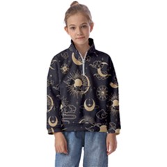 Asian Seamless Pattern With Clouds Moon Sun Stars Vector Collection Oriental Chinese Japanese Korean Kids  Half Zip Hoodie